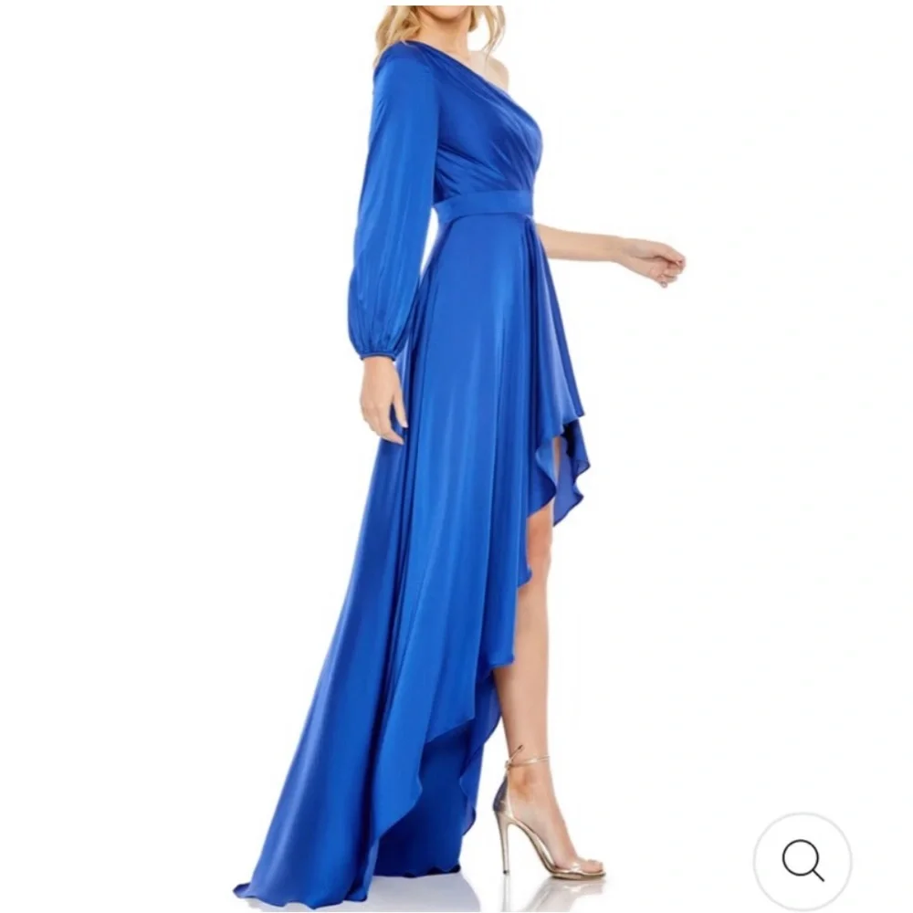 Mac Duggal high low one shoulder flowy gown - Picture 3 of 6